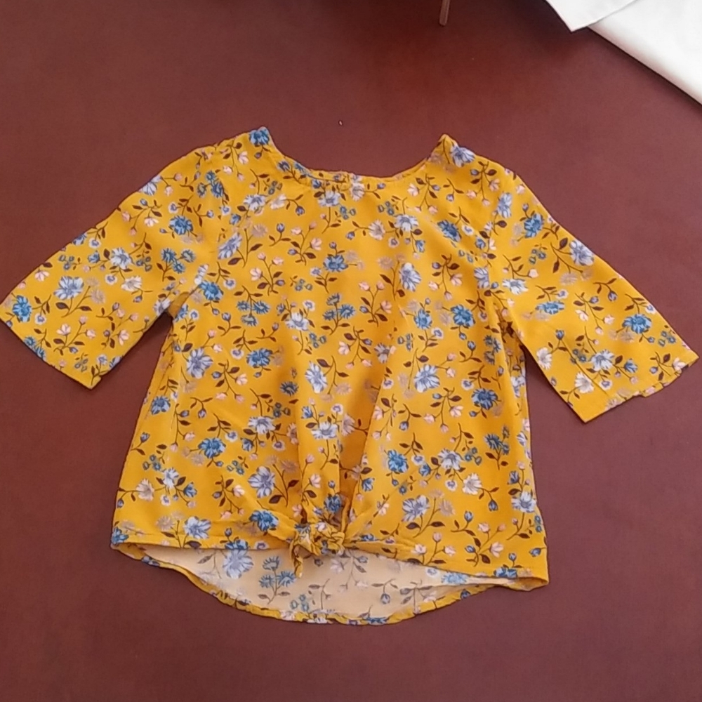 Old Navy Girls Tie front Floral Top Yellow 5T